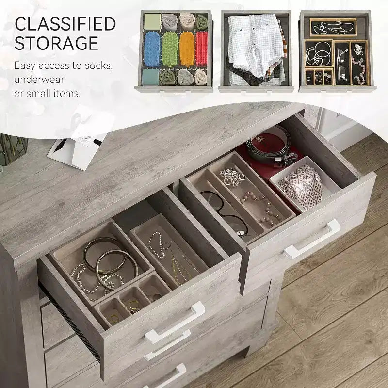 Acekool Cassettiera Alta a 6 Cassetti, Comò Moderno con Maniglie in Metallo, Organizzatore Verticale per Camera da Letto e Armadio