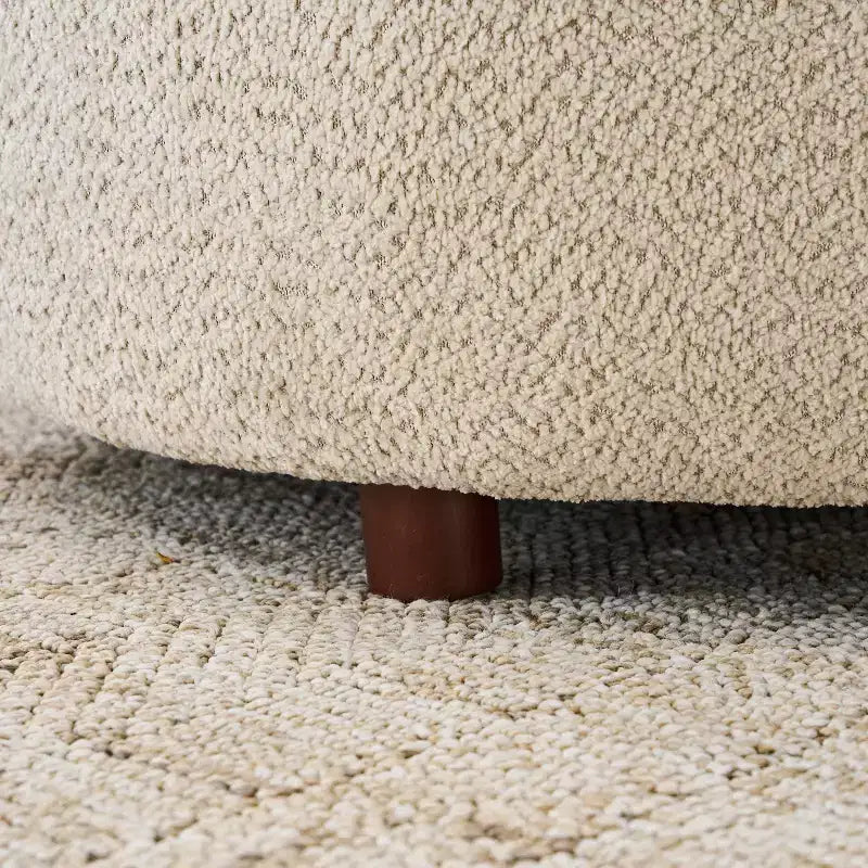 Divano curvo moderno a 3 posti – Rivestimento in Boucle e Struttura in Legno, 255.9 cm di larghezza