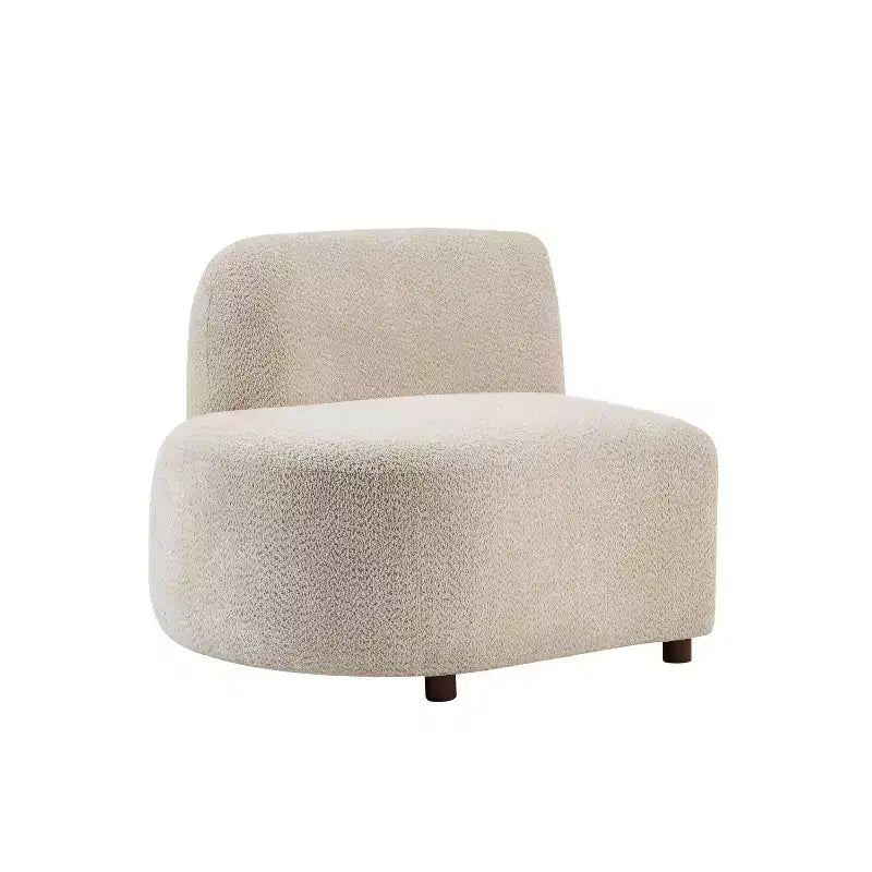 Divano curvo moderno a 3 posti – Rivestimento in Boucle e Struttura in Legno, 255.9 cm di larghezza