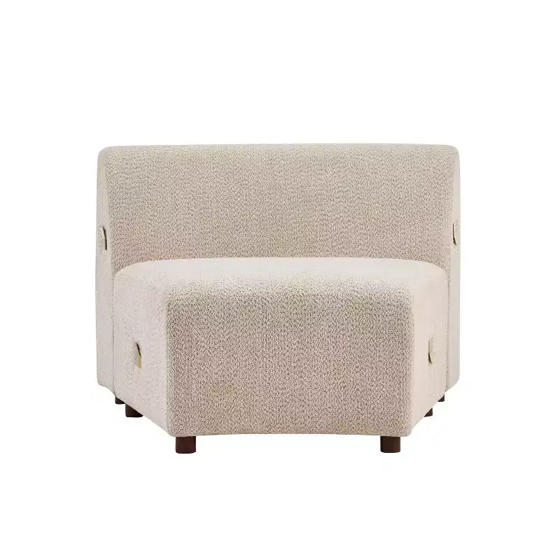 Divano curvo moderno a 3 posti – Rivestimento in Boucle e Struttura in Legno, 255.9 cm di larghezza