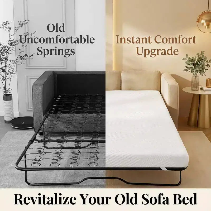 Dyonery 4 Gel Memory Foam Materasso di Ricambio per Divano Letto, Materasso per Divano Letto Estraibile con Fodera Lavabile, CertiPUR-US