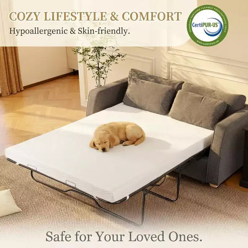 Dyonery 4 Gel Memory Foam Materasso di Ricambio per Divano Letto, Materasso per Divano Letto Estraibile con Fodera Lavabile, CertiPUR-US