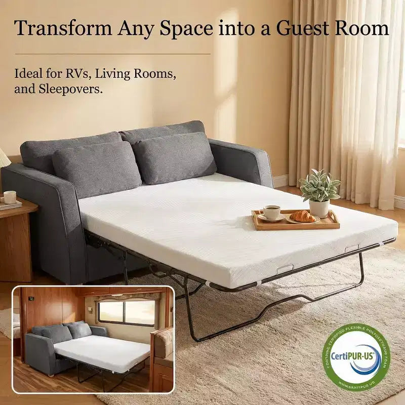 Dyonery 4 Gel Memory Foam Materasso di Ricambio per Divano Letto, Materasso per Divano Letto Estraibile con Fodera Lavabile, CertiPUR-US