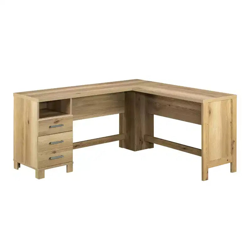 Scrivania angolare con cassetti – Legno rustico stile "Farmhouse", Marrone, 65"x60"