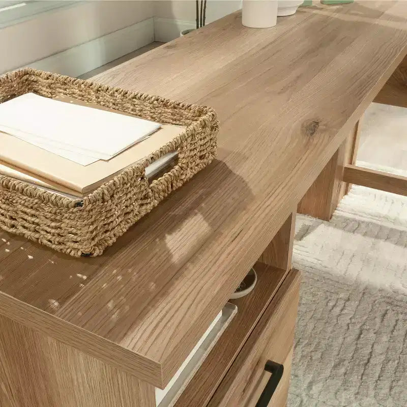 Scrivania angolare con cassetti – Legno rustico stile "Farmhouse", Marrone, 65"x60"
