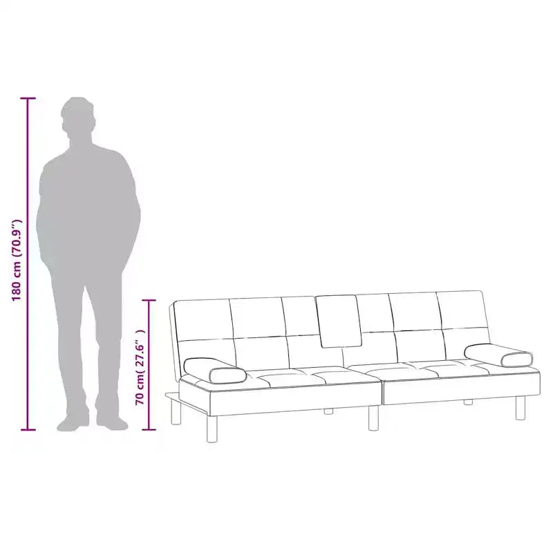 vidaXL Divano letto, Divano letto pieghevole con portabicchieri, Ecopelle