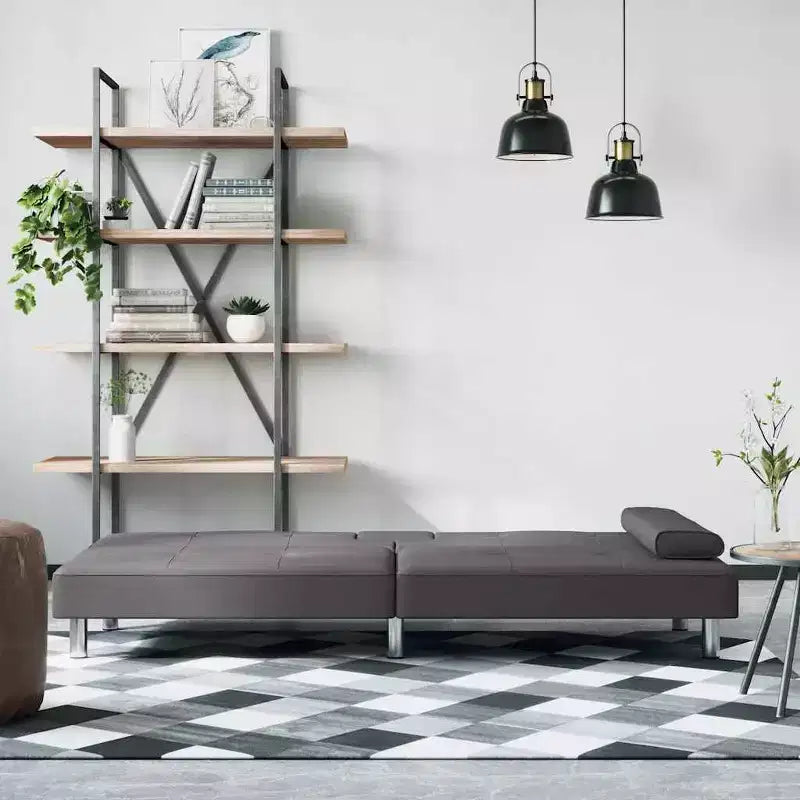 vidaXL Divano letto, Divano letto pieghevole con portabicchieri, Ecopelle