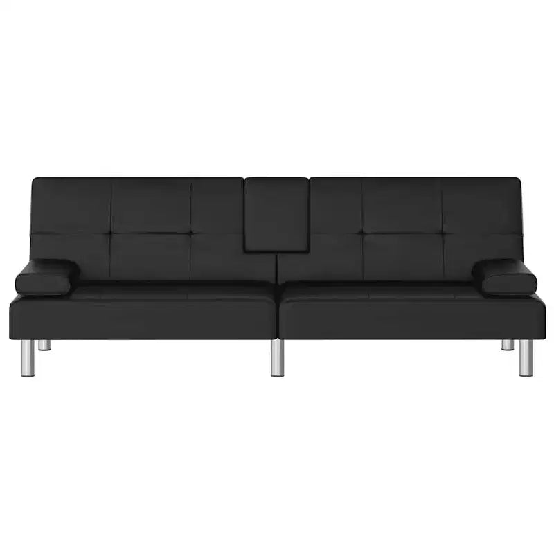 vidaXL Divano letto, Divano letto pieghevole con portabicchieri, Ecopelle