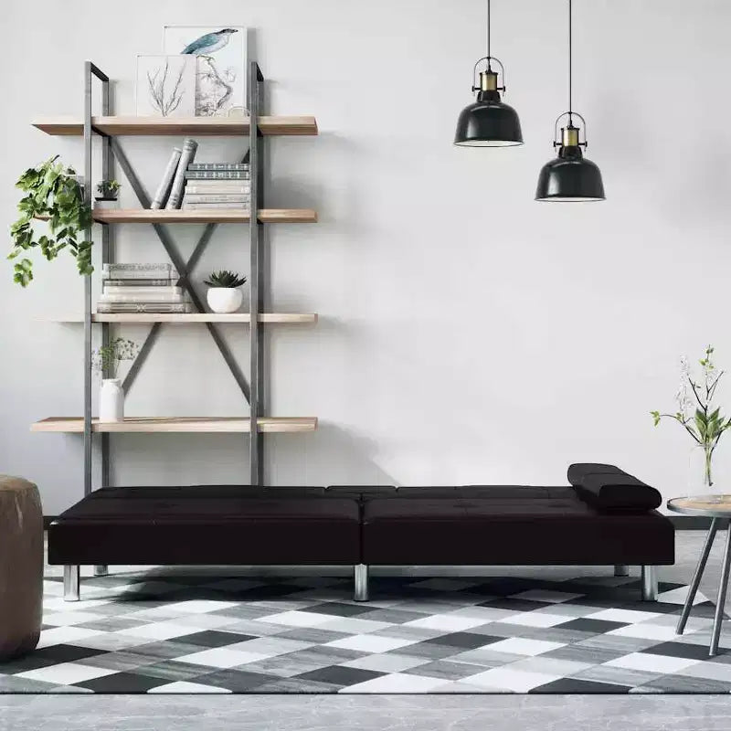 vidaXL Divano letto, Divano letto pieghevole con portabicchieri, Ecopelle