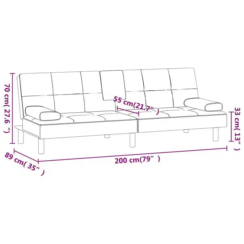 vidaXL Divano letto, Divano letto pieghevole con portabicchieri, Ecopelle