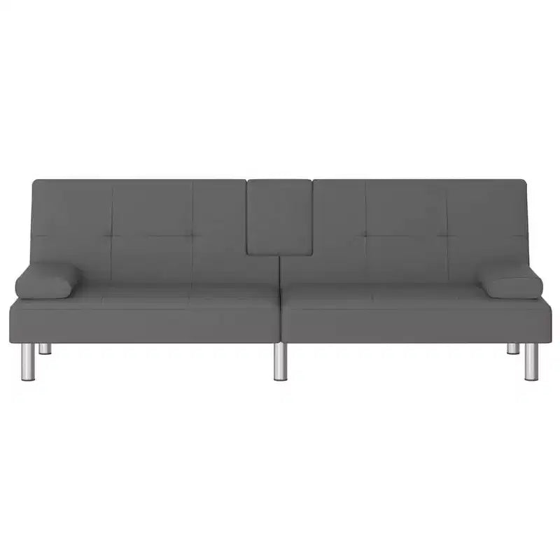 vidaXL Divano letto, Divano letto pieghevole con portabicchieri, Ecopelle
