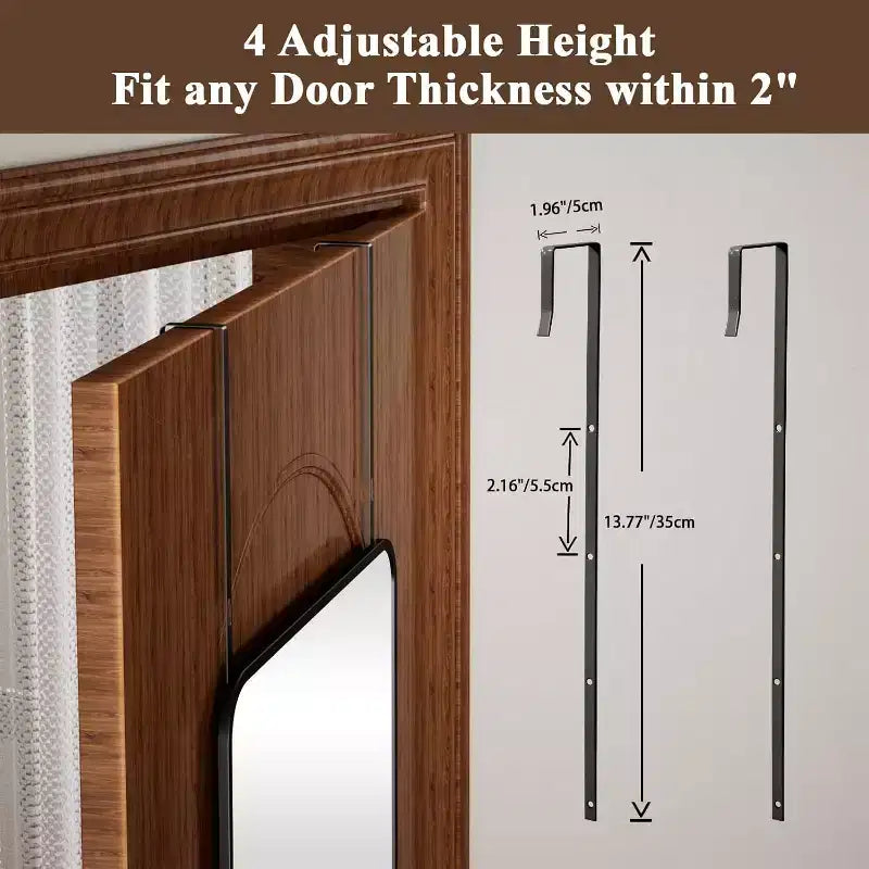 Specchio a figura intera 14x48 nero, cornice in lega di alluminio con ganci regolabili per dormitorio