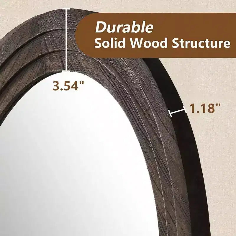 Specchio rustico ad arco 64x21 - Cornice in legno massiccio. Include supporto per appoggio, sospensione o autoportante in qualsiasi stanza