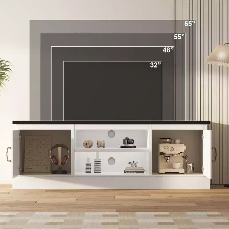 Mobile porta TV da fattoria per TV da 65 pollici, mobile TV con armadietti, mobiletto multimediale moderno, design rustico in legno per soggiorno e ufficio, 61*17.7*21.7