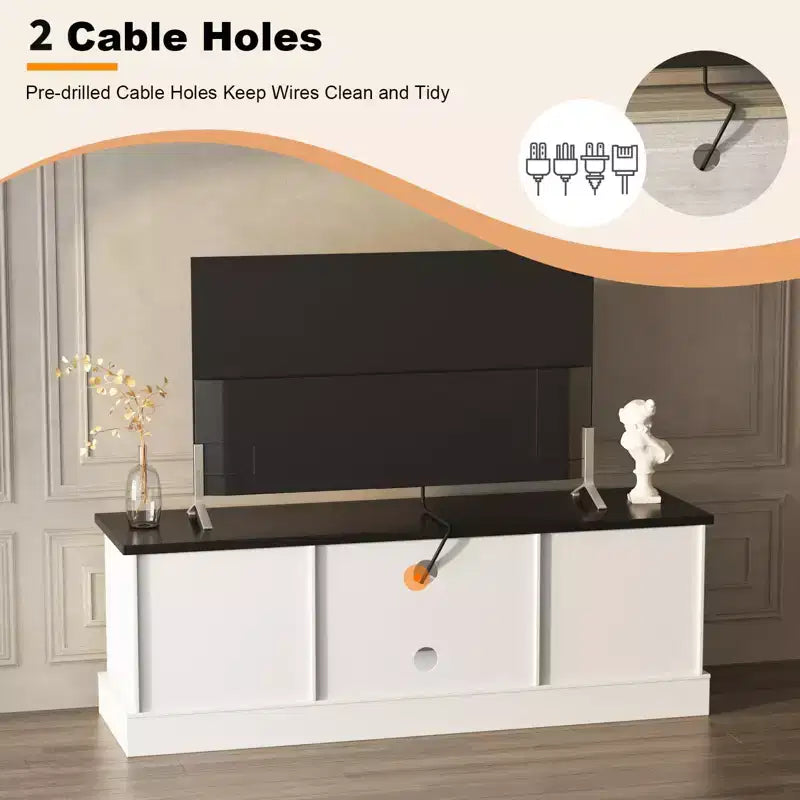 Mobile porta TV da fattoria per TV da 65 pollici, mobile TV con armadietti, mobiletto multimediale moderno, design rustico in legno per soggiorno e ufficio, 61*17.7*21.7
