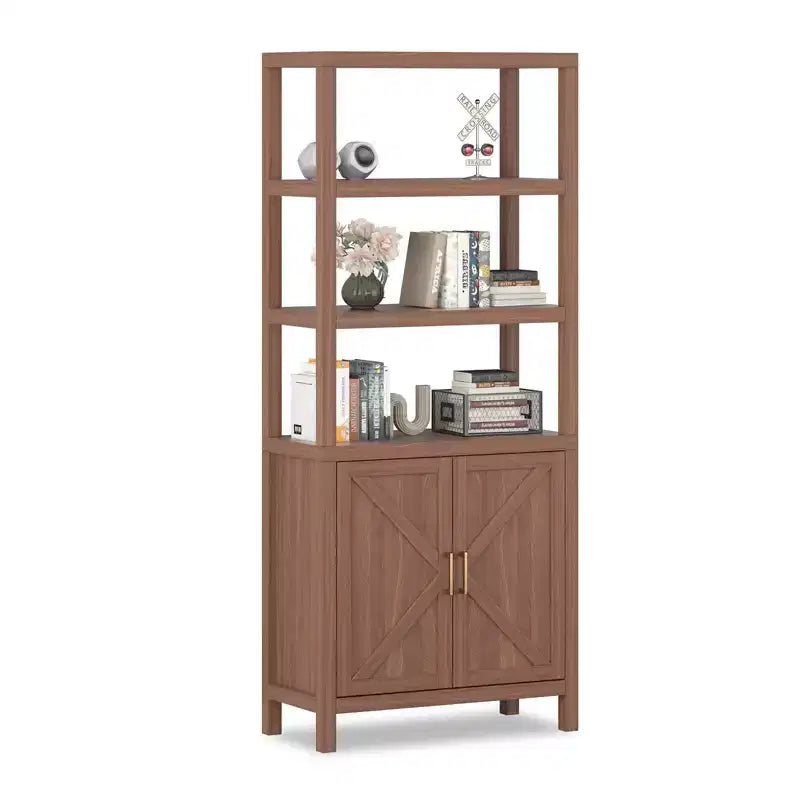 Libreria a 5 Ripiani, Scaffale per Libri Alto 180cm con Spazio di Archiviazione e Ripiani, Libreria in Stile Rustico per Soggiorno, Ufficio, Cucina