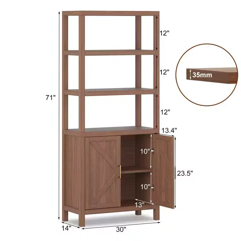 Libreria a 5 Ripiani, Scaffale per Libri Alto 180cm con Spazio di Archiviazione e Ripiani, Libreria in Stile Rustico per Soggiorno, Ufficio, Cucina