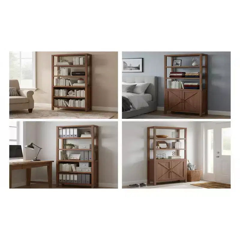 Libreria a 5 Ripiani, Scaffale per Libri Alto 180cm con Spazio di Archiviazione e Ripiani, Libreria in Stile Rustico per Soggiorno, Ufficio, Cucina