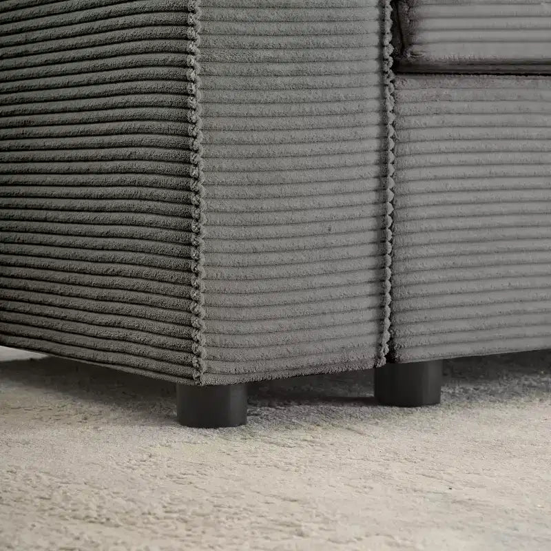 Divano componibile a 4 posti convertibile profondo con chaise longue/ampi braccioli, divanetto in velluto a coste felpato per soggiorno/ufficio, grigio