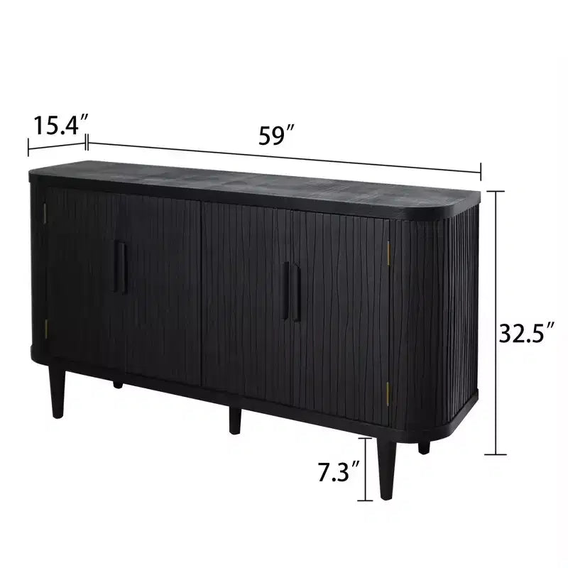 GDFStudio Yume 59 Mobile Contenitore Moderno in Legno con 4 Ante e 2 Ripiani Regolabili