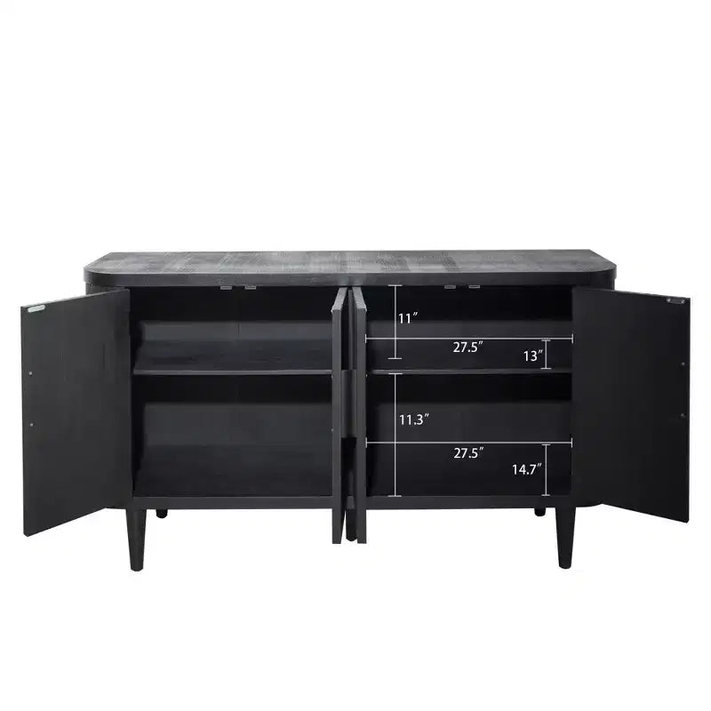GDFStudio Yume 59 Mobile Contenitore Moderno in Legno con 4 Ante e 2 Ripiani Regolabili