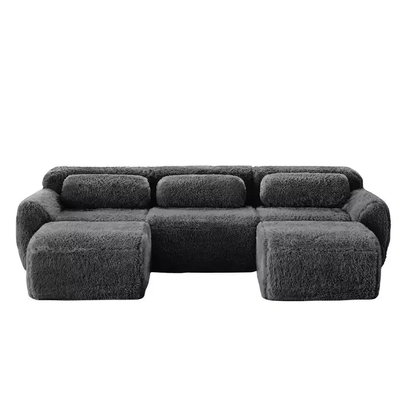 Divano sezionale modulare con 2 pouf, divano letto sezionale con seduta profonda, divano sezionale moderno di piccole dimensioni per soggiorno e camera da letto-Panipeachy