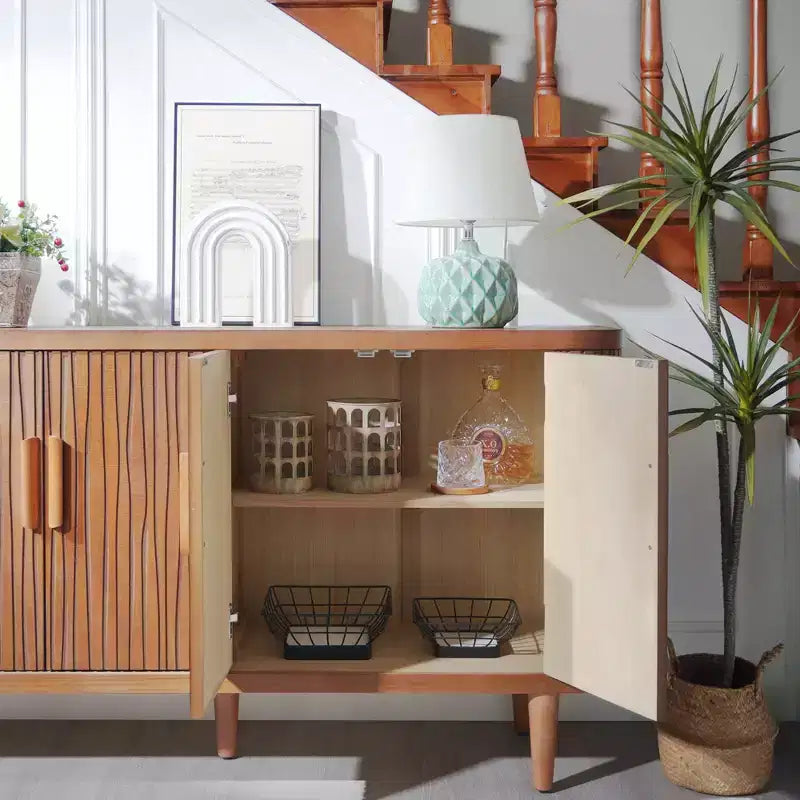 GDFStudio Beli 59 Mobile Contenitore Rustico con 4 Ante e 2 Ripiani Regolabili