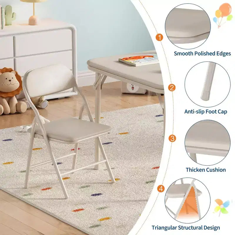 Set Tavolo Pieghevole e Sedie, Set Tavolo e Sedie per Bambini e Bambine per Sala da Pranzo, Asilo Nido, Aule