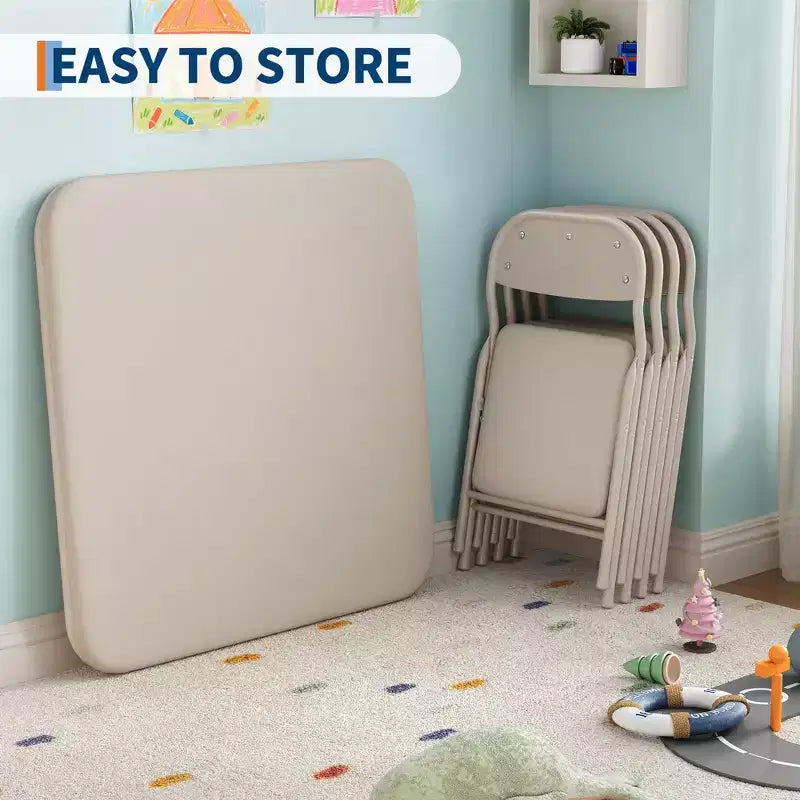 Set Tavolo Pieghevole e Sedie, Set Tavolo e Sedie per Bambini e Bambine per Sala da Pranzo, Asilo Nido, Aule