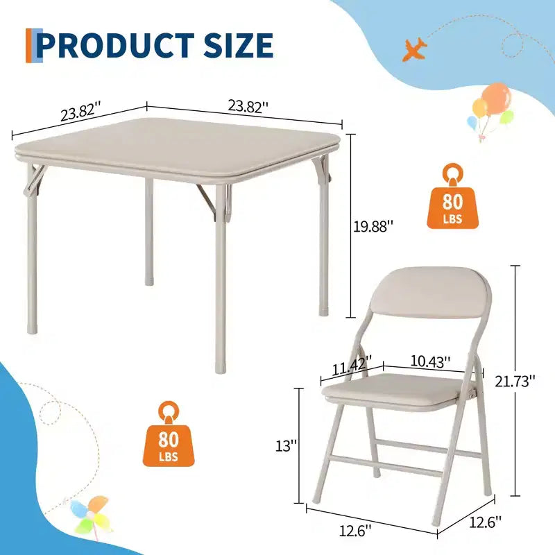 Set Tavolo Pieghevole e Sedie, Set Tavolo e Sedie per Bambini e Bambine per Sala da Pranzo, Asilo Nido, Aule
