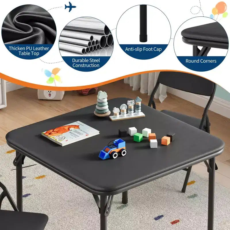 Set Tavolo Pieghevole e Sedie, Set Tavolo e Sedie per Bambini e Bambine per Sala da Pranzo, Asilo Nido, Aule