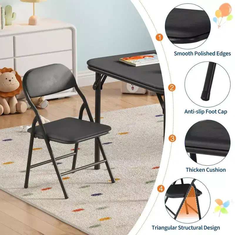 Set Tavolo Pieghevole e Sedie, Set Tavolo e Sedie per Bambini e Bambine per Sala da Pranzo, Asilo Nido, Aule