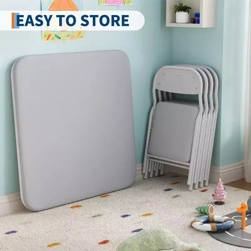 Set Tavolo Pieghevole e Sedie, Set Tavolo e Sedie per Bambini e Bambine per Sala da Pranzo, Asilo Nido, Aule