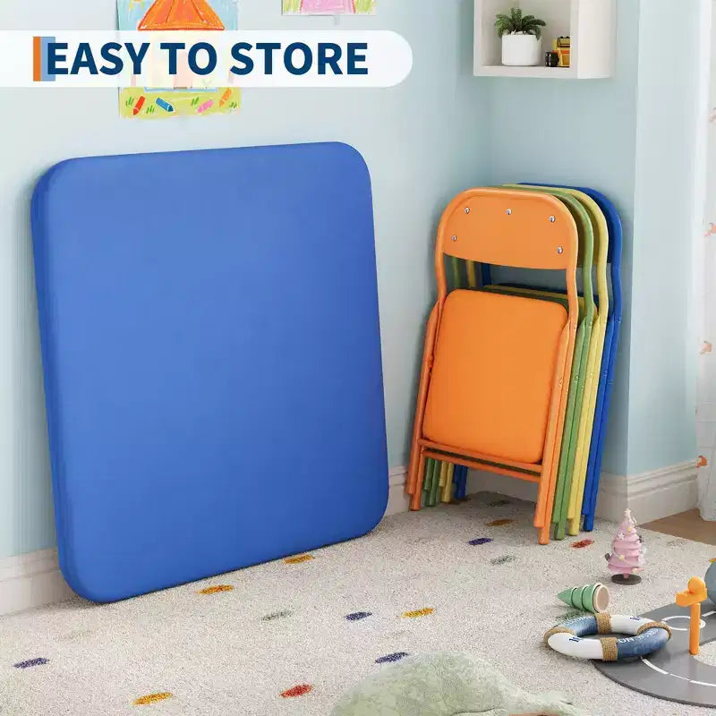 Set Tavolo Pieghevole e Sedie, Set Tavolo e Sedie per Bambini e Bambine per Sala da Pranzo, Asilo Nido, Aule