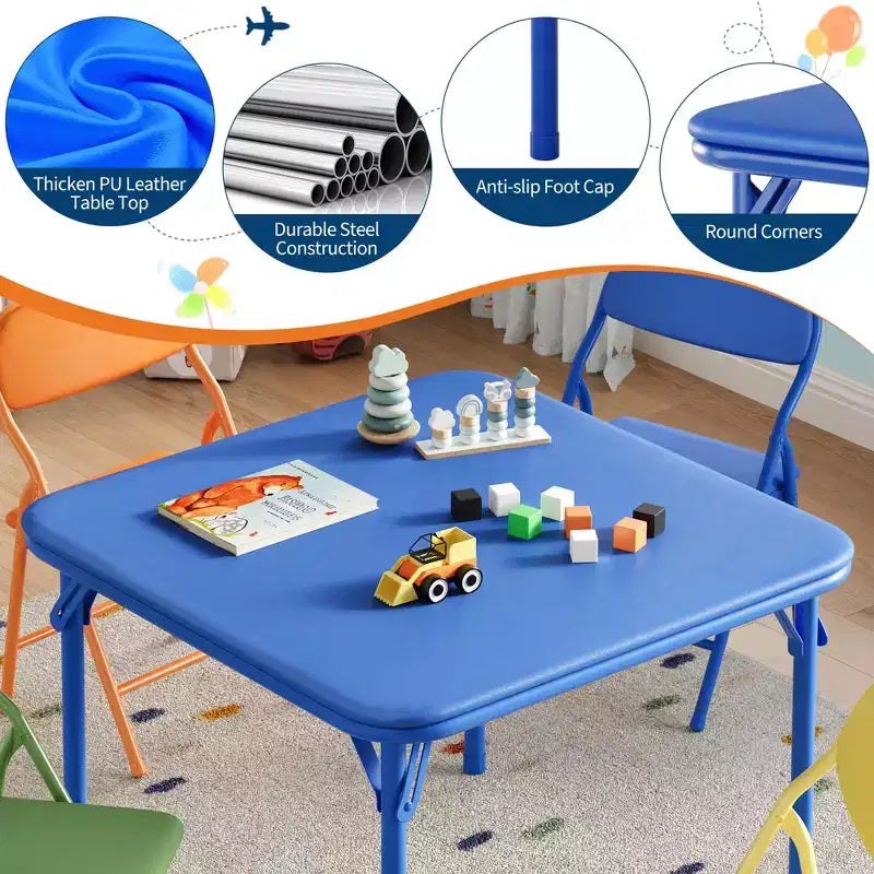 Set Tavolo Pieghevole e Sedie, Set Tavolo e Sedie per Bambini e Bambine per Sala da Pranzo, Asilo Nido, Aule