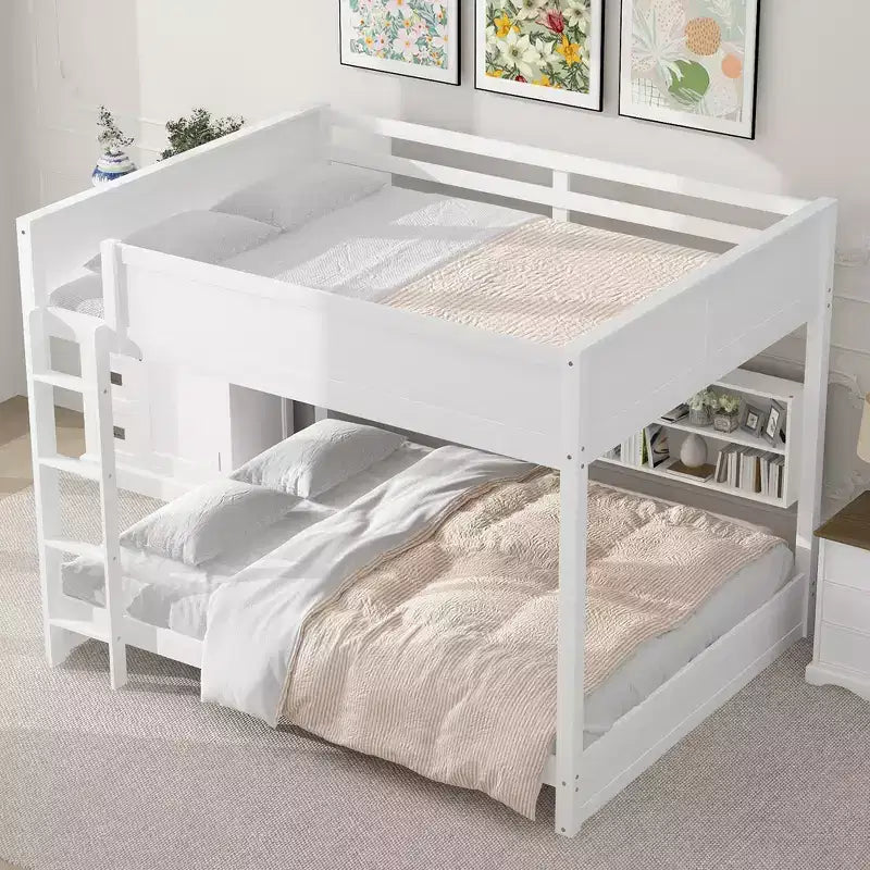 Letto a castello con armadietti contenitori e porte USB – Arredamento salvaspazio per camerette di bambini e ragazzi