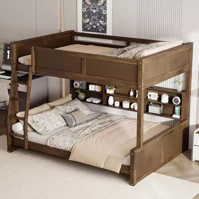 Letto a castello con armadietti contenitori e porte USB – Arredamento salvaspazio per camerette di bambini e ragazzi