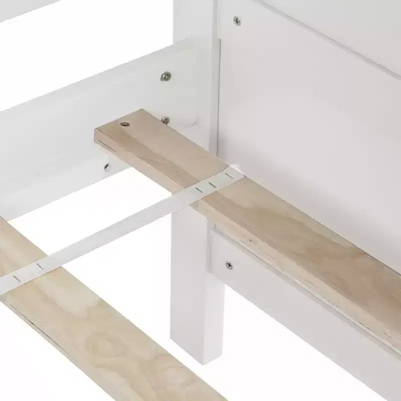 Divano letto singolo con 2 cassetti portaoggetti – Divano letto in legno massello di pino, salvaspazio, bianco