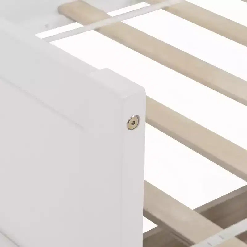 Divano letto singolo con 2 cassetti portaoggetti – Divano letto in legno massello di pino, salvaspazio, bianco