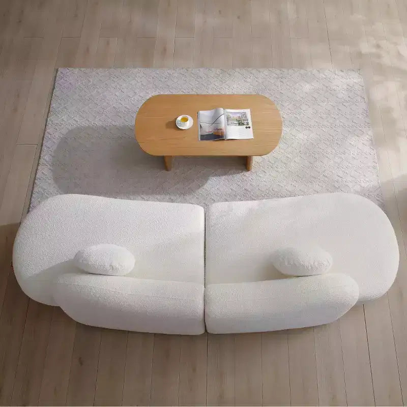 Divano Componibile Moderno Curvo con Rivestimento in Bouclé, Divano Componibile a Nuvola a 3 Posti con 2 Cuscini per Soggiorno e Camera da Letto - Panipeachy