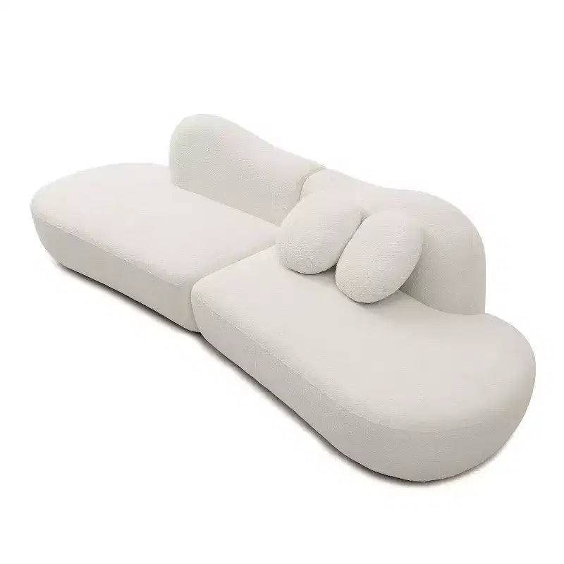 Divano Componibile Moderno Curvo con Rivestimento in Bouclé, Divano Componibile a Nuvola a 3 Posti con 2 Cuscini per Soggiorno e Camera da Letto - Panipeachy