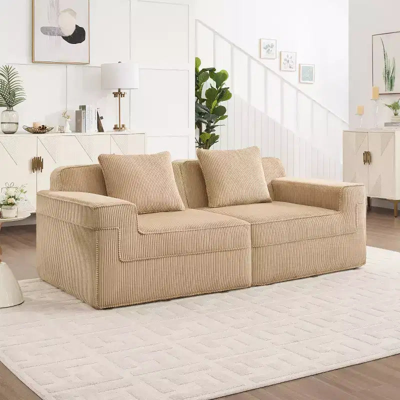 Divano componibile modulare piccolo, divanetto in velluto a coste con seduta profonda, divano componibile moderno a nuvola per soggiorno, camera da letto o appartamento-Panipeachy