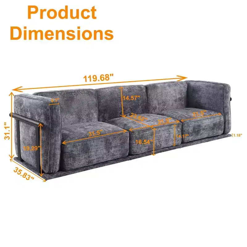 Divano componibile modulare a 3 posti oversize – Divano moderno in velluto effetto nuvola, struttura in legno e metallo