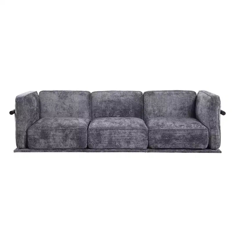 Divano componibile modulare a 3 posti oversize – Divano moderno in velluto effetto nuvola, struttura in legno e metallo