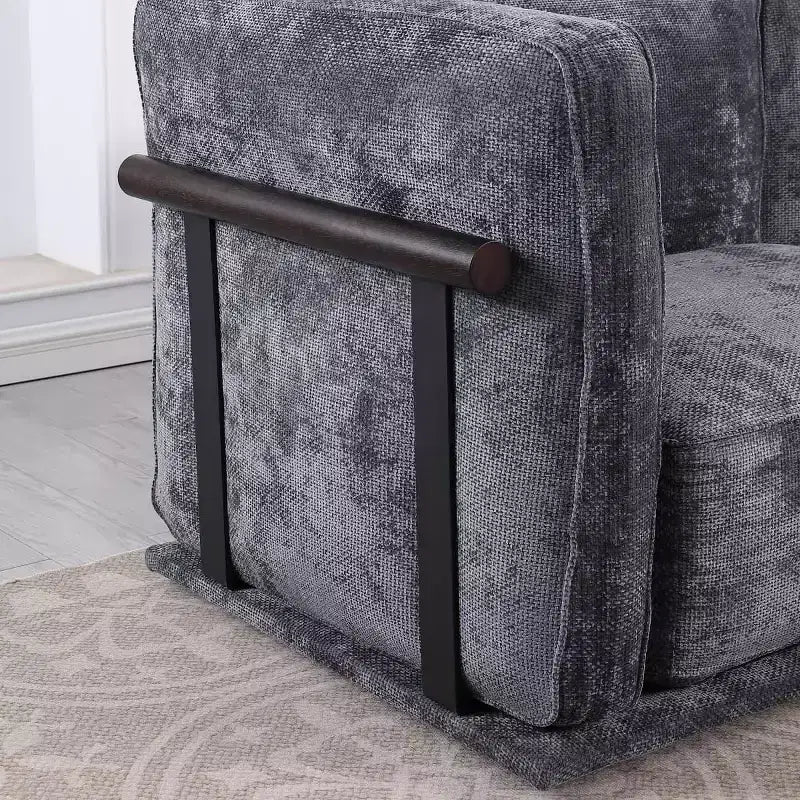 Divano componibile modulare a 3 posti oversize – Divano moderno in velluto effetto nuvola, struttura in legno e metallo