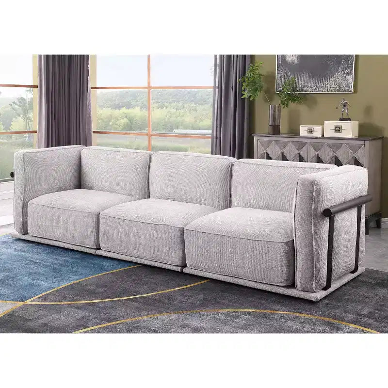Divano componibile modulare a 3 posti oversize – Divano moderno in velluto effetto nuvola, struttura in legno e metallo