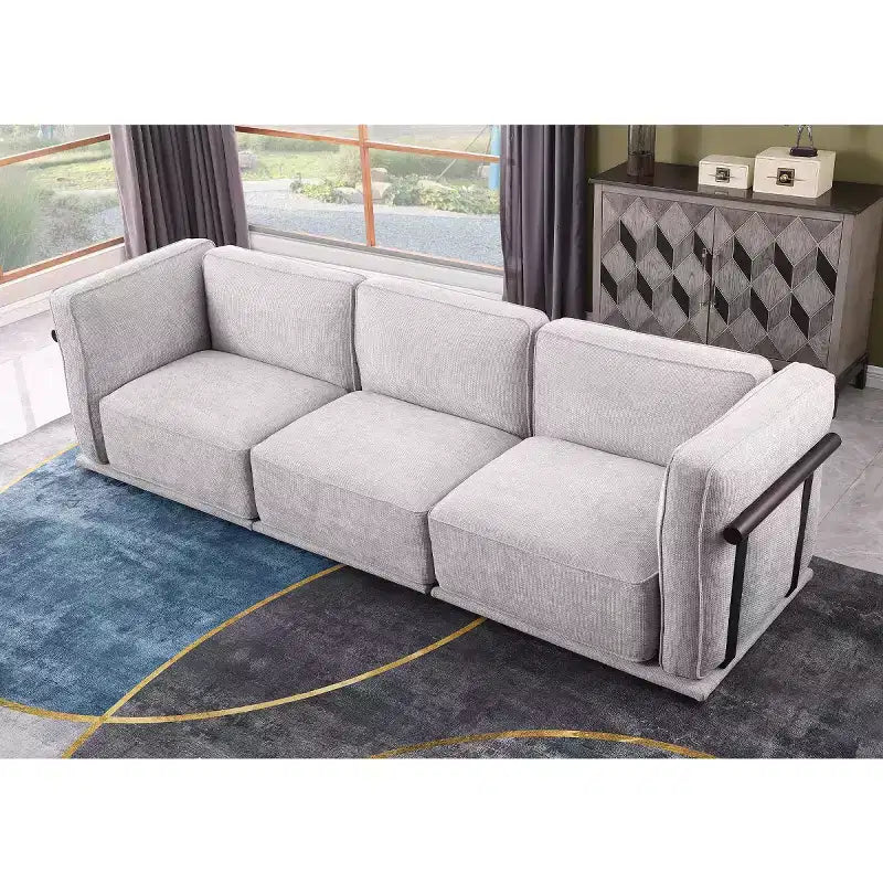 Divano componibile modulare a 3 posti oversize – Divano moderno in velluto effetto nuvola, struttura in legno e metallo
