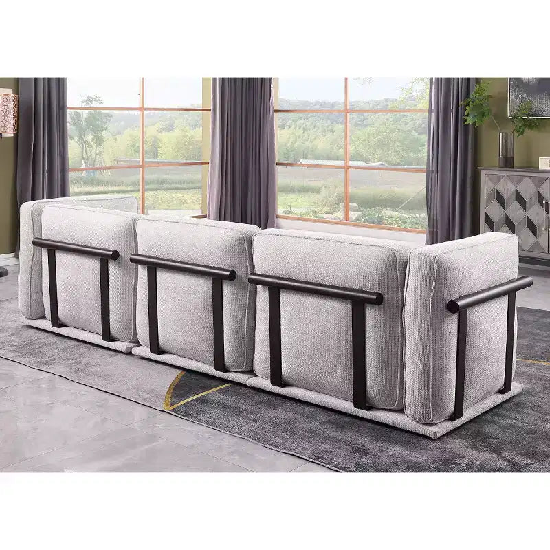 Divano componibile modulare a 3 posti oversize – Divano moderno in velluto effetto nuvola, struttura in legno e metallo