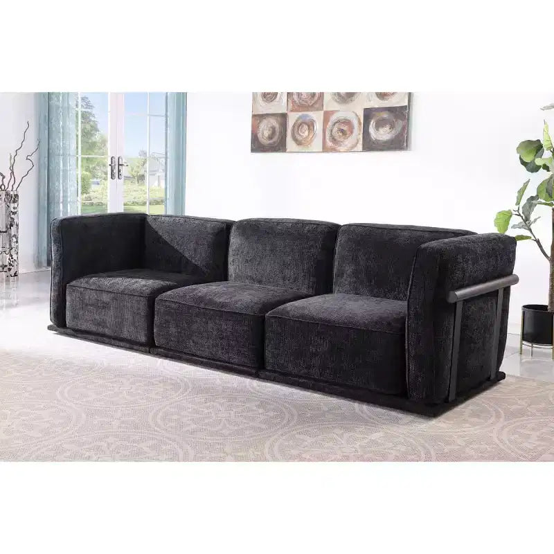 Divano componibile modulare a 3 posti oversize – Divano moderno in velluto effetto nuvola, struttura in legno e metallo