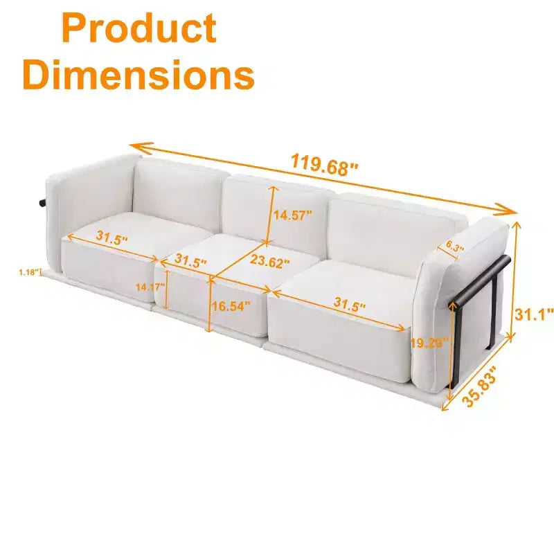 Divano componibile modulare a 3 posti oversize – Divano moderno in velluto effetto nuvola, struttura in legno e metallo
